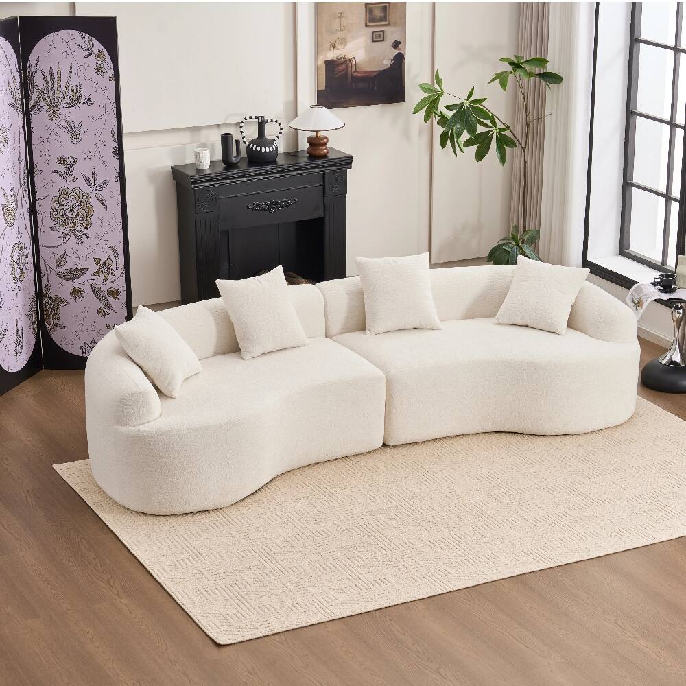 Alt View 7. Loheer - Loheer Curved Boneless Sofa 110'' Sectional Sleeper White - White.
