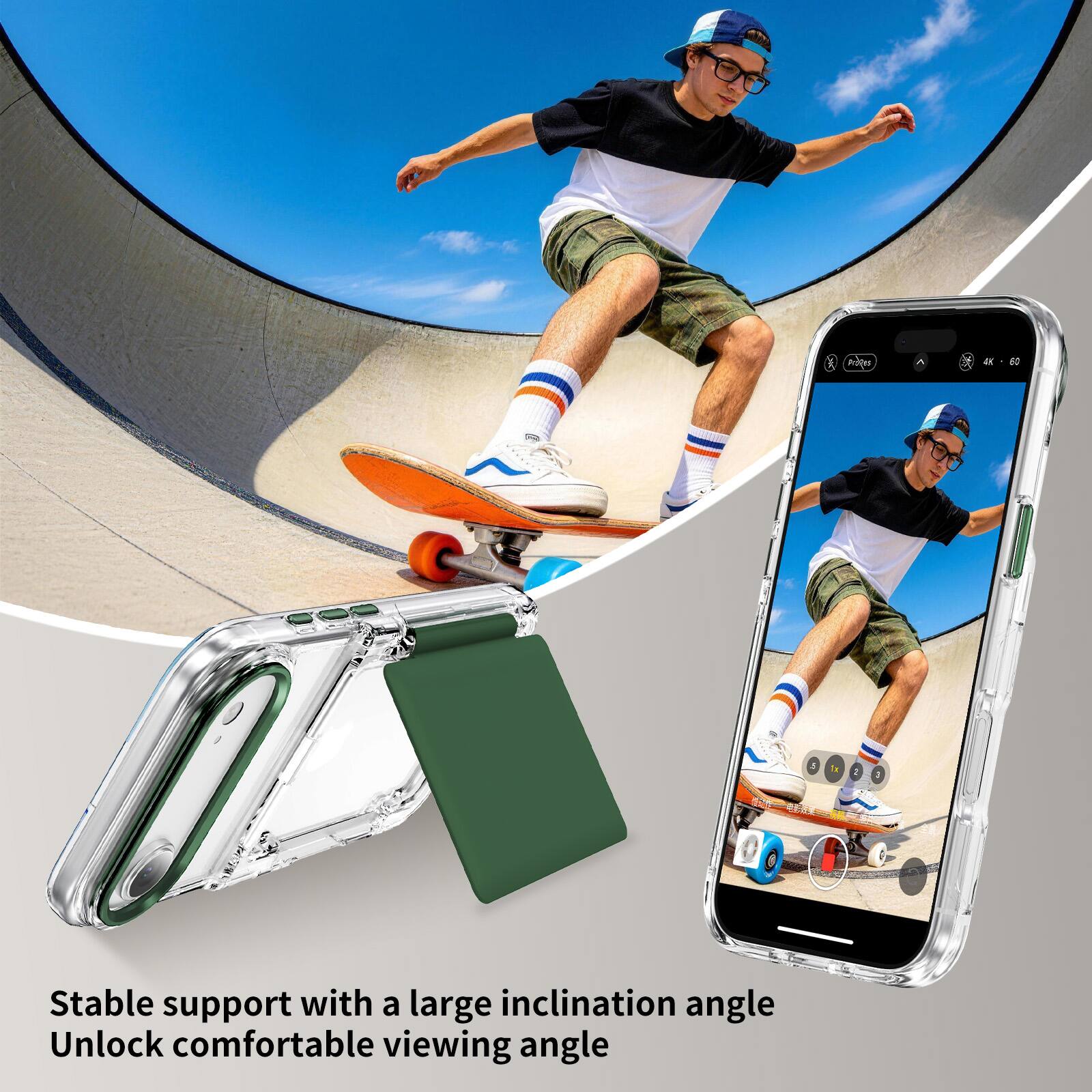 Stable support with a large inclination angle  
Unlock comfortable viewing angle