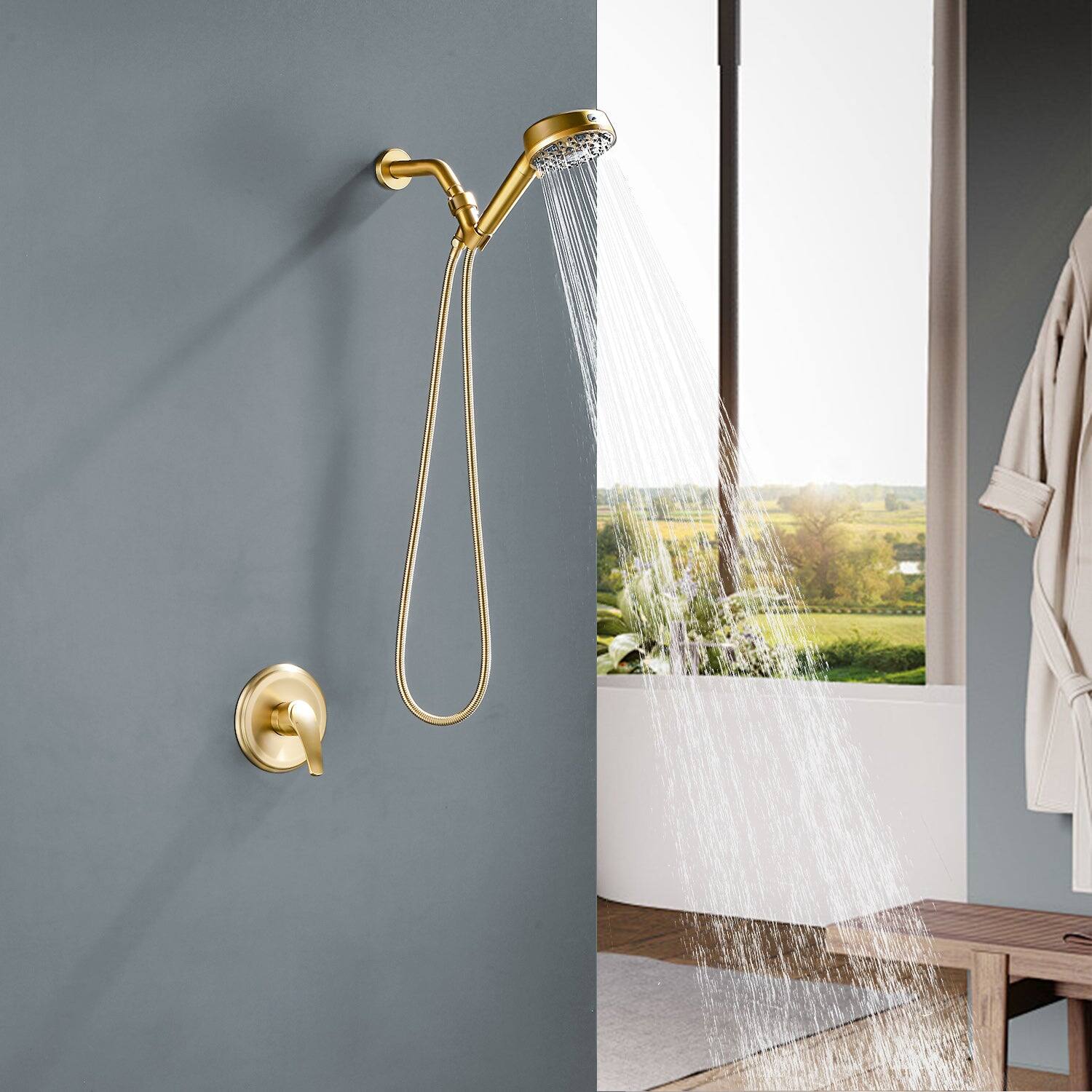 Alt View 3. Boyel Living - Brushed Gold Shower Set with cUPC Pressure Balance Valve and 7 Function Filter Handheld Shower - Brushed Gold.