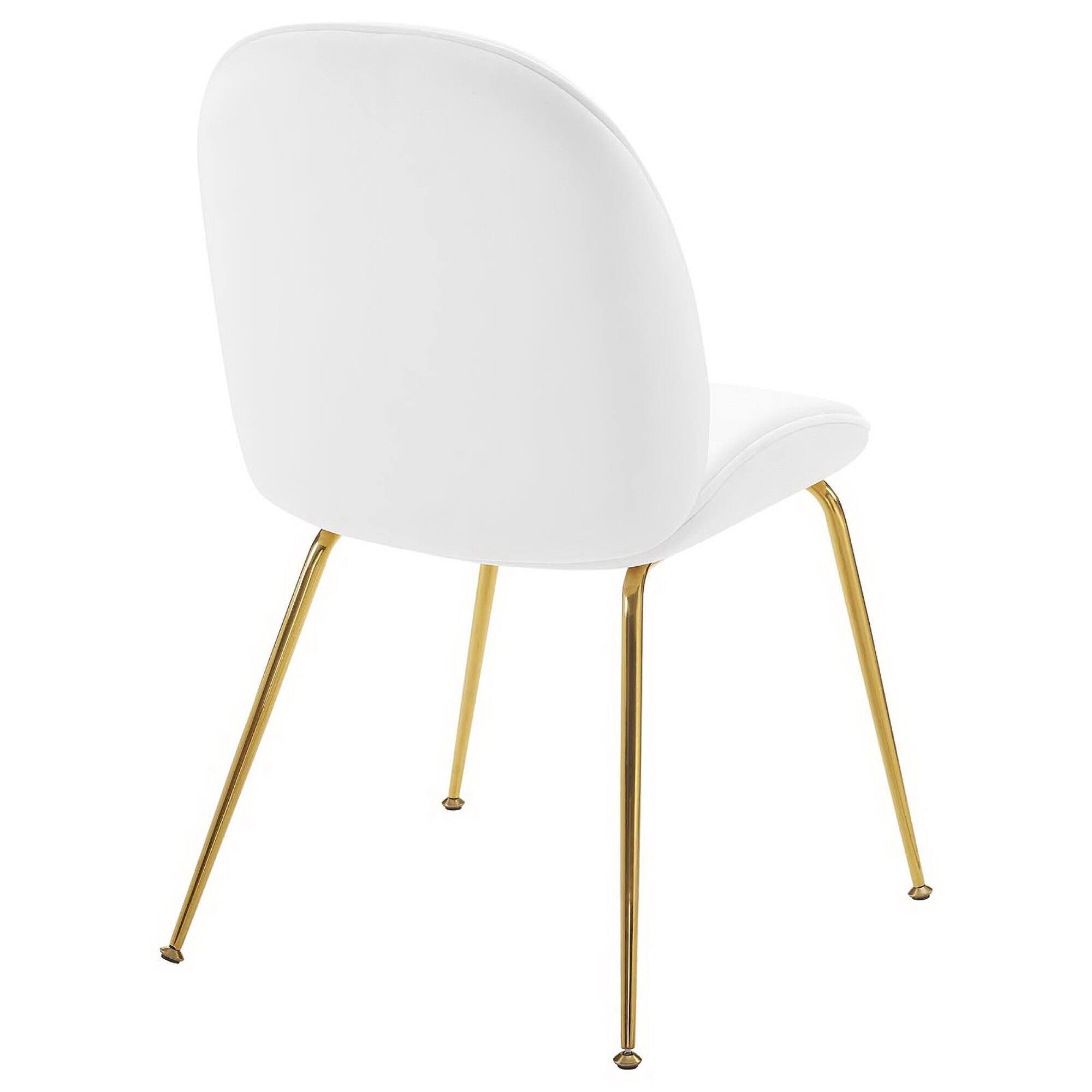 Alt View 1. Modway - Scoop Gold Stainless Steel Leg Performance Velvet Dining Chair by Modway - White.