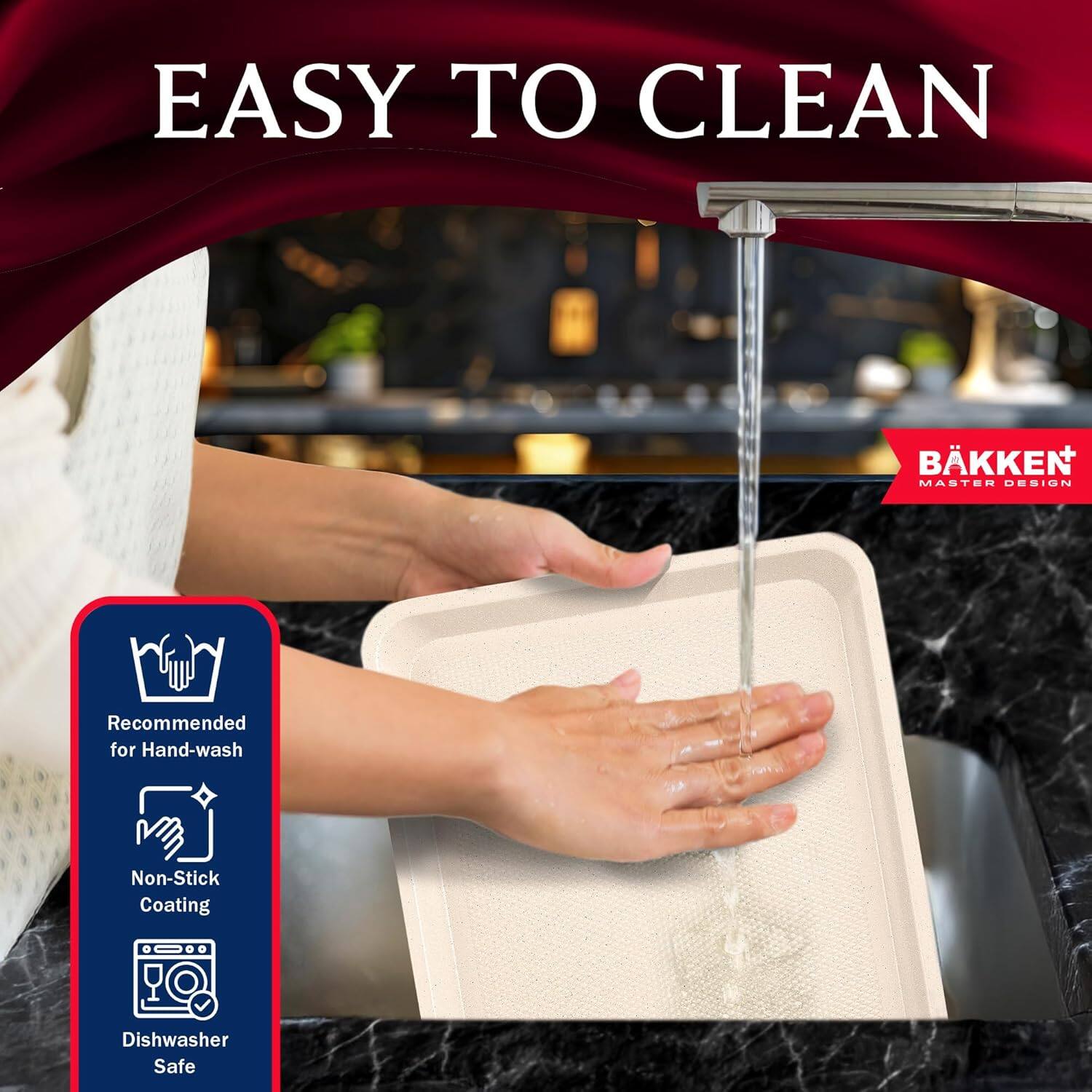 EASY TO CLEAN, BKKEN MASTER DESIGN, Recommended for Hand-wash, Non-Stick Coating, Dishwasher Safe