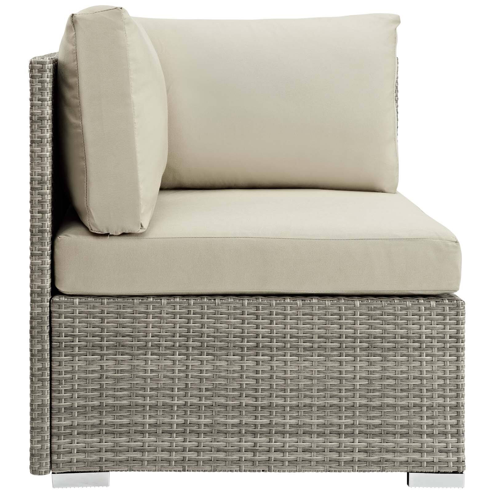 Angle. Modway - Repose Sunbrella® Fabric Outdoor Patio Corner by Modway - Light Gray Beige.