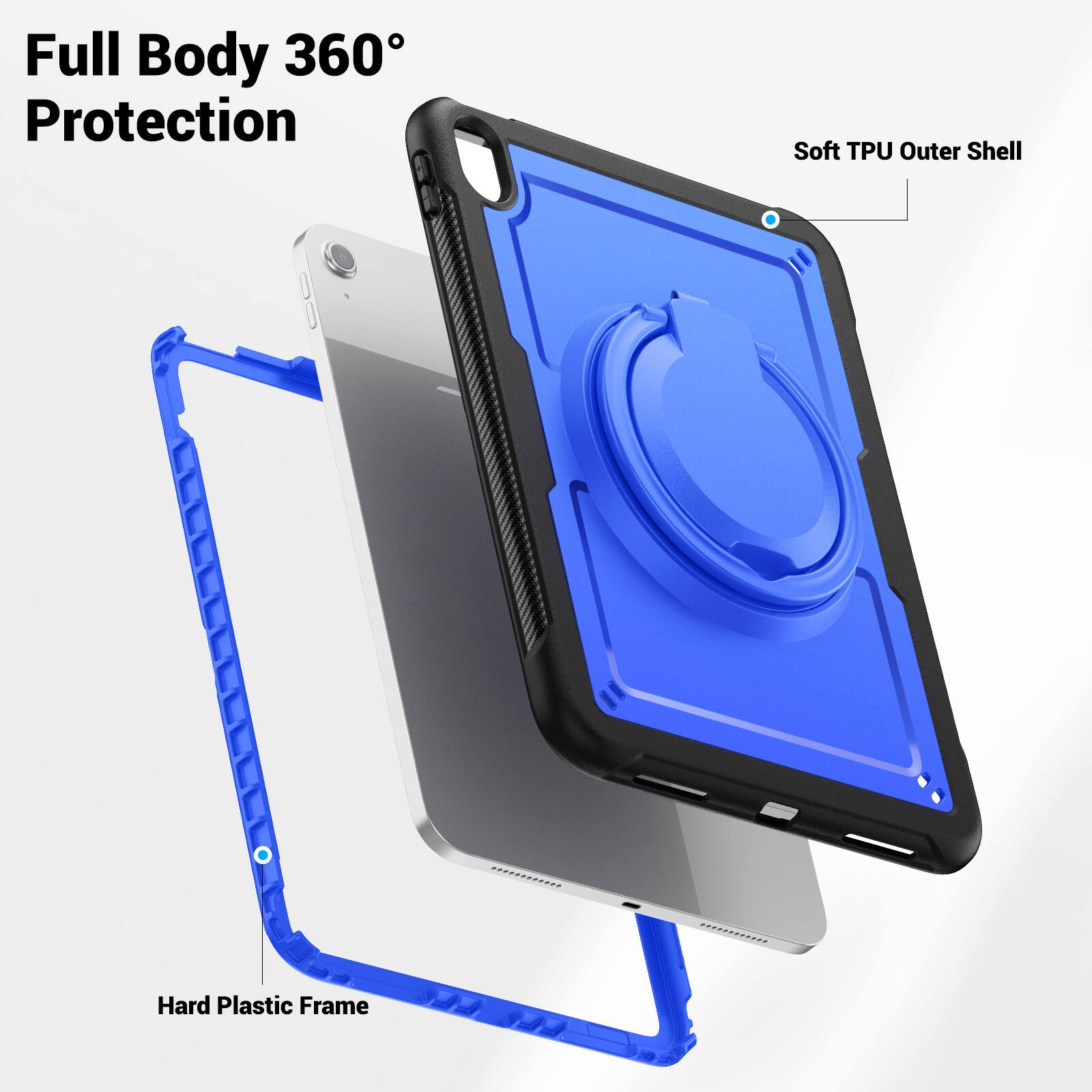 Full Body 360° Protection  
Soft TPU Outer Shell  
Hard Plastic Frame