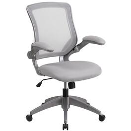 Emma + Oliver - Mid-Back Mesh Swivel Ergonomic Task Office Chair with Frame & Flip-Up Arms - Gray