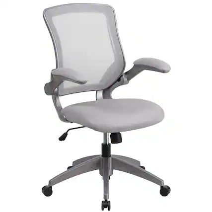 Front. Emma + Oliver - Mid-Back Mesh Swivel Ergonomic Task Office Chair with Gray Frame & Flip-Up Arms - Gray.