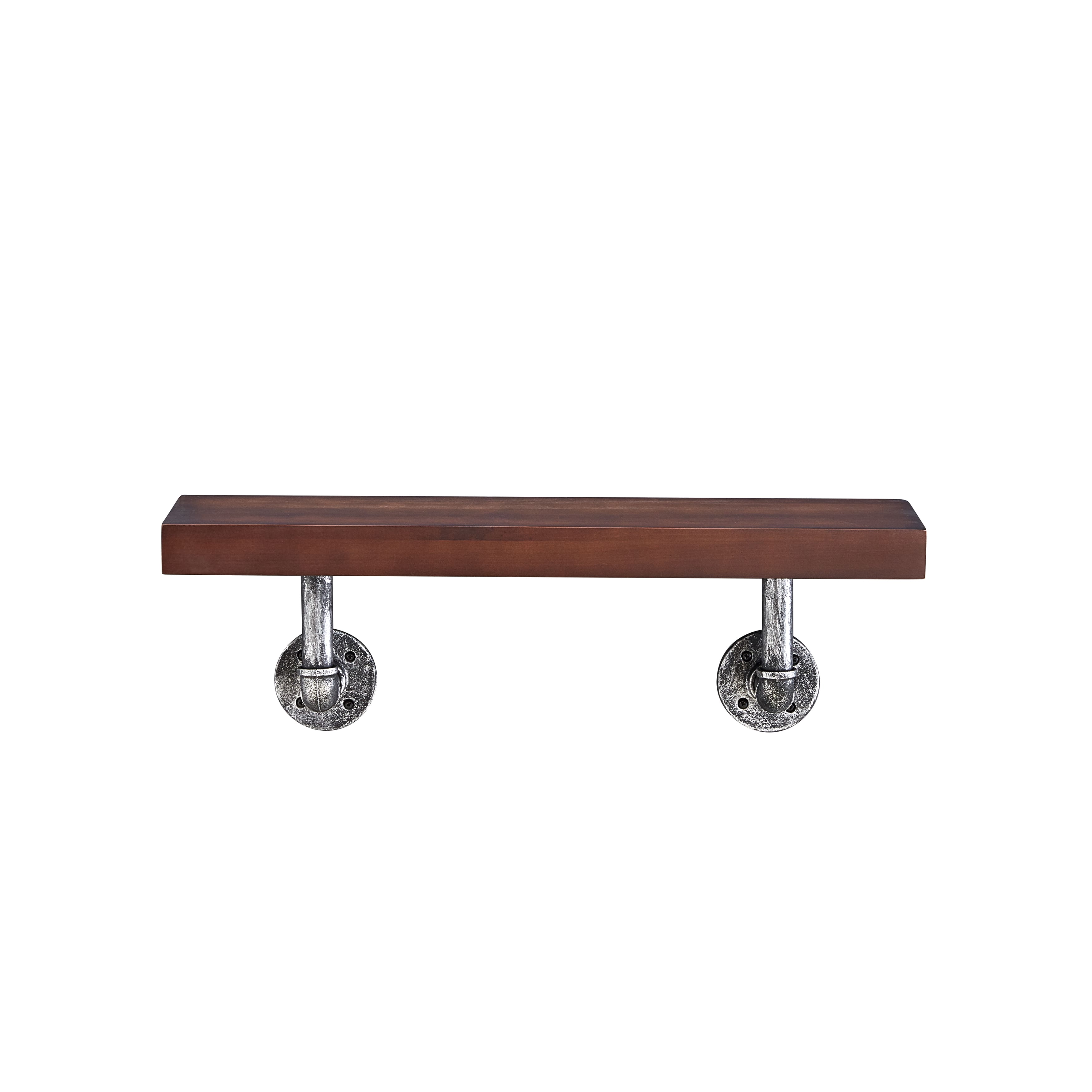 Danya B - 24" x 7" Floating Pipe Industrial Wall Shelf – - Umber Mocha