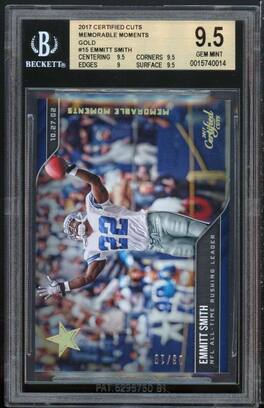 Emmitt Smith 2017 Panini Certified Cuts Memorable Moments Gold #15 (ser 3/10) BGS 9.5