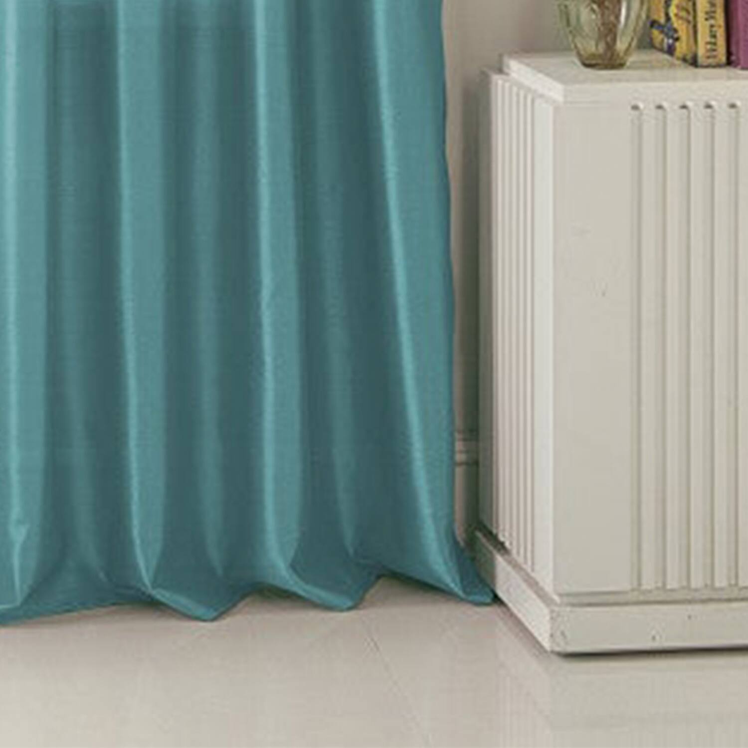 Alt View 1. RT Designers Collection - RT Designers Collection 100% Polyester 82 GSM Faux Silk Nikki Rod Pocket Curtain Panel 54" x 84" Teal - Teal.