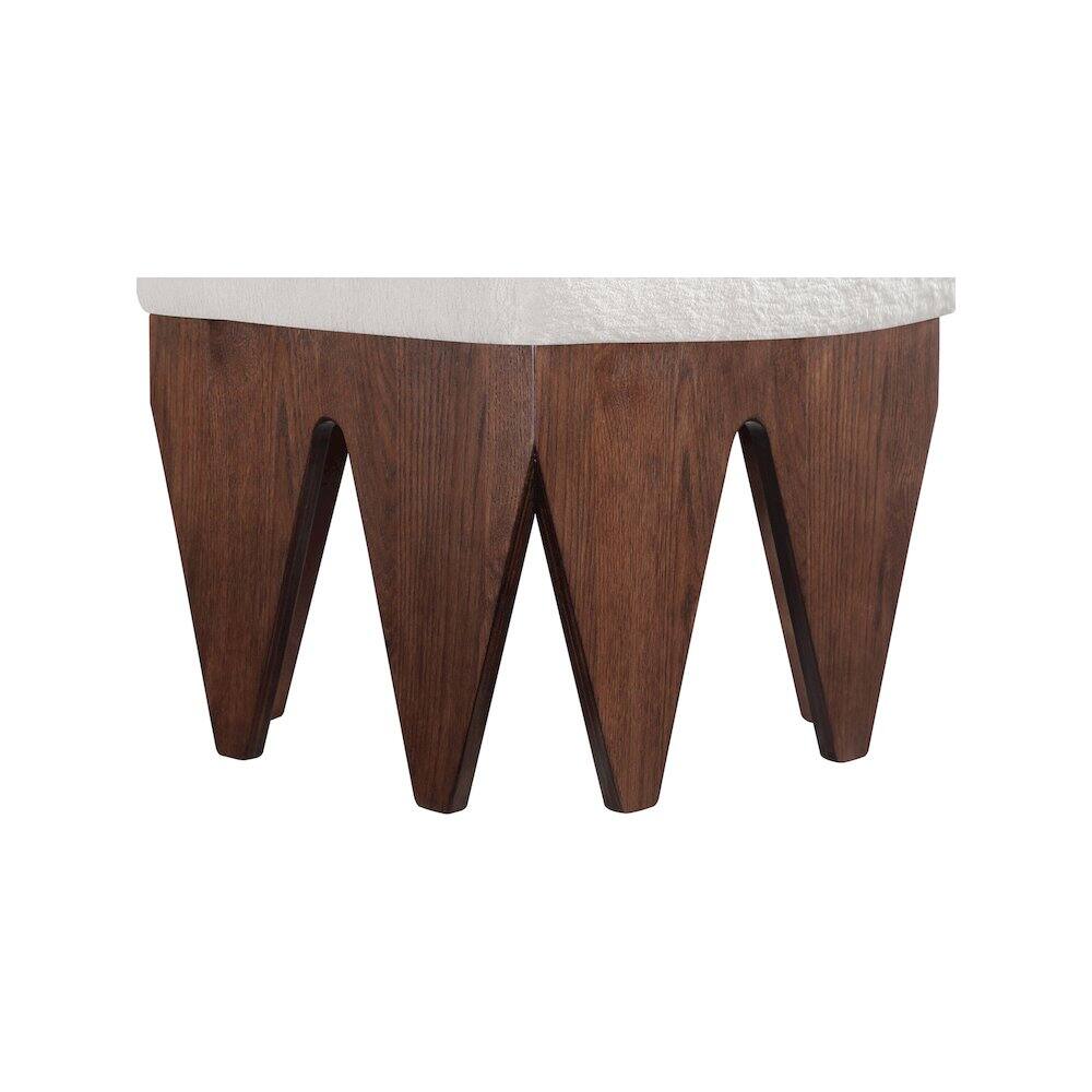 Alt View 4. Meridian Furniture - Altair Cream Velour Fur Fabric Bench - Beige.
