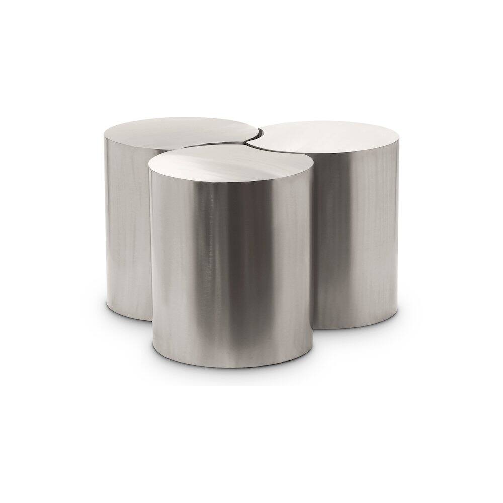 Front. Meridian Furniture - Dimple Silver Coffee Table - Silver.