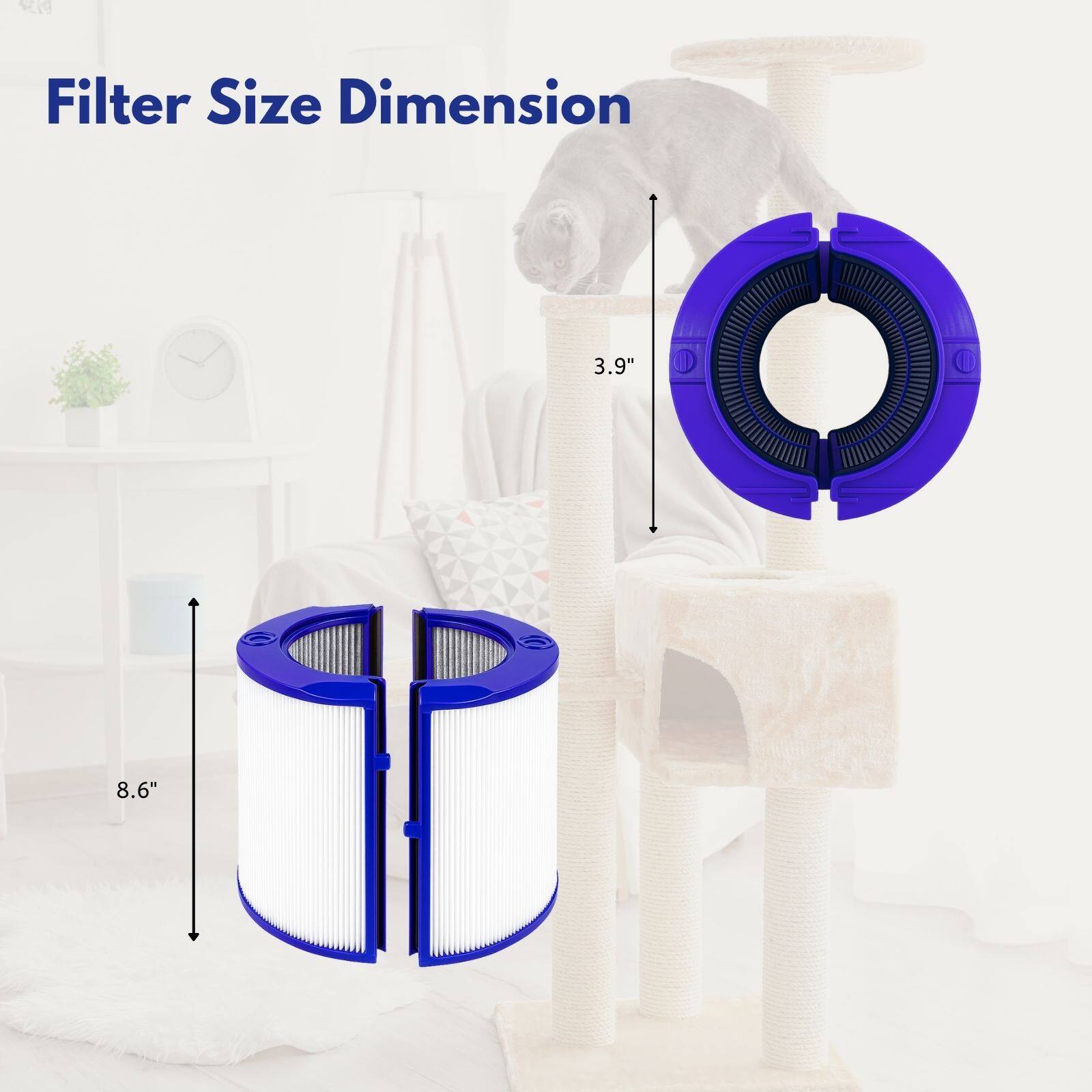 Filter Size Dimension  
3.9"  
8.6"