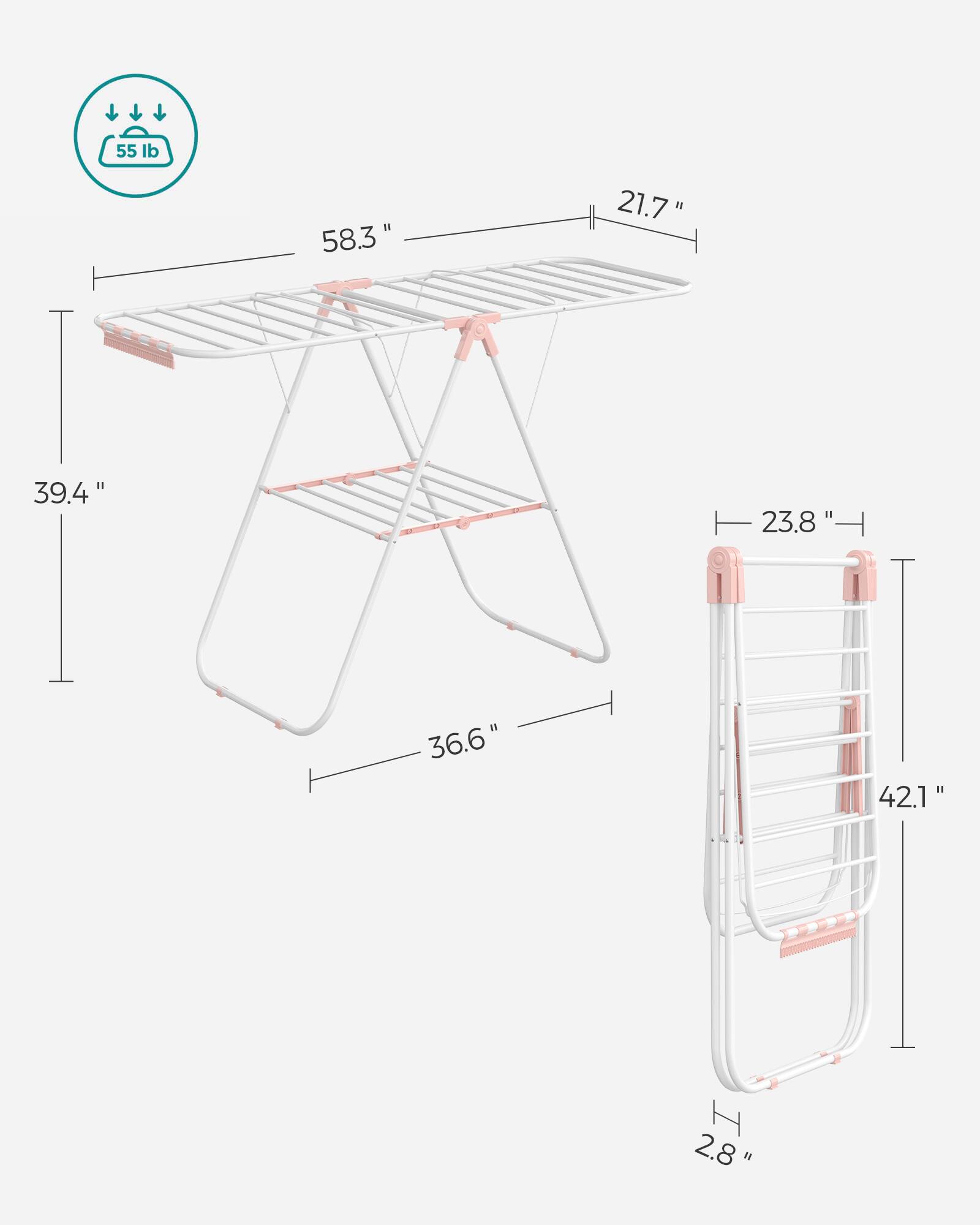55 lb  
58.3"  
21.7"  
39.4"  
23.8"  
36.6"  
42.1"  
2.8"