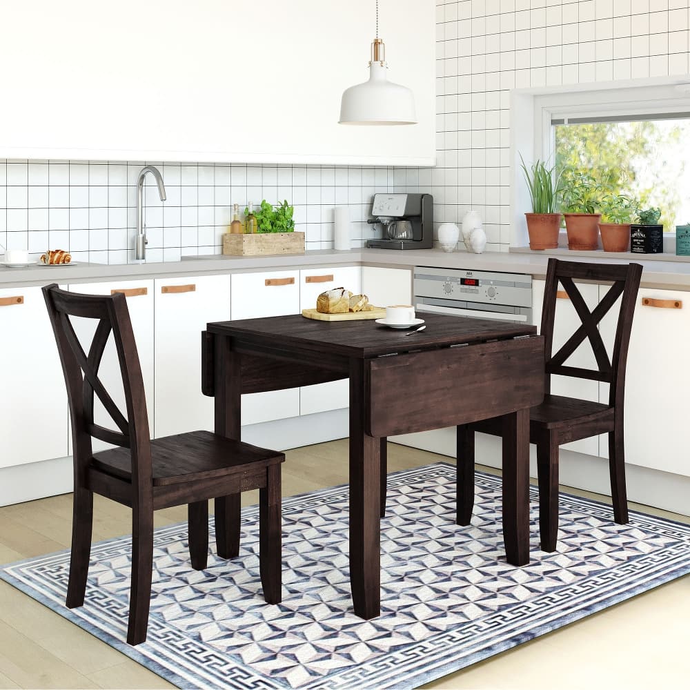 Loheer - 3-Piece Drop Leaf Dining Set Breakfast Nook - Espresso