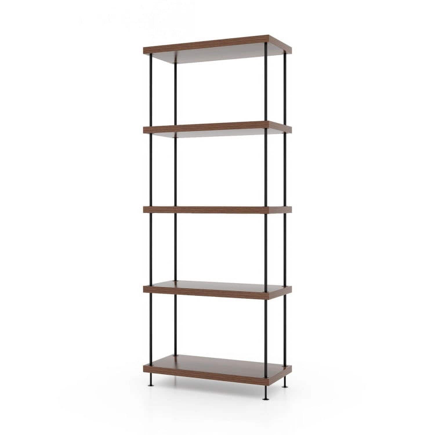 Pefilos - 2/3/4/5-Tier Multipurpose Display Rack with Metal Frame-5-Tier, Tall Bookshelf, Shelves for Living Room, Home Office - Brown