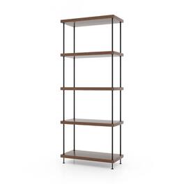 Pefilos - 2/3/4/5-Tier Multipurpose Display Rack with Metal Frame-5-Tier, Tall Bookshelf, Shelves for Living Room, Home Office - Brown