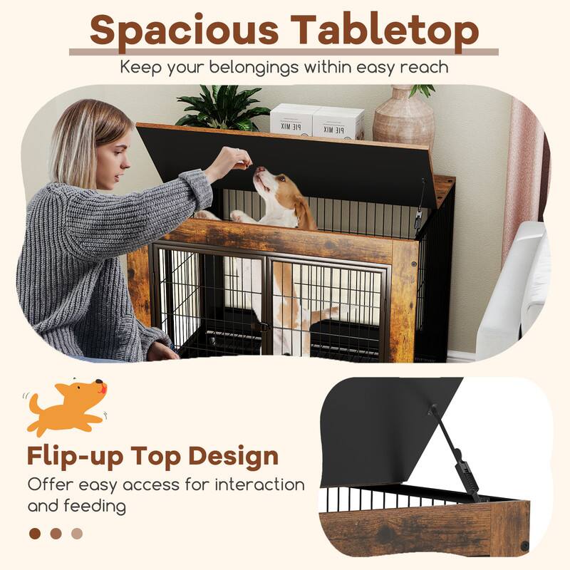 Spacious Tabletop  
Keep your belongings within easy reach

Flip-up Top Design  
Offer easy access for interaction and feeding