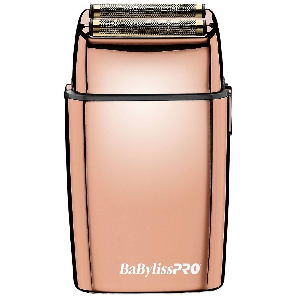 Angle. Babyliss - BaByliss Pro FOILFX02 Cordless Double Foil Shaver Rose Gold with Metal Comb Set - Rose Gold.