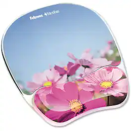 Fellowes - PHOTO GEL MOUSE PAD AND WRIST REST W/MICROBAN-PINK FLOWERS - Multicolor