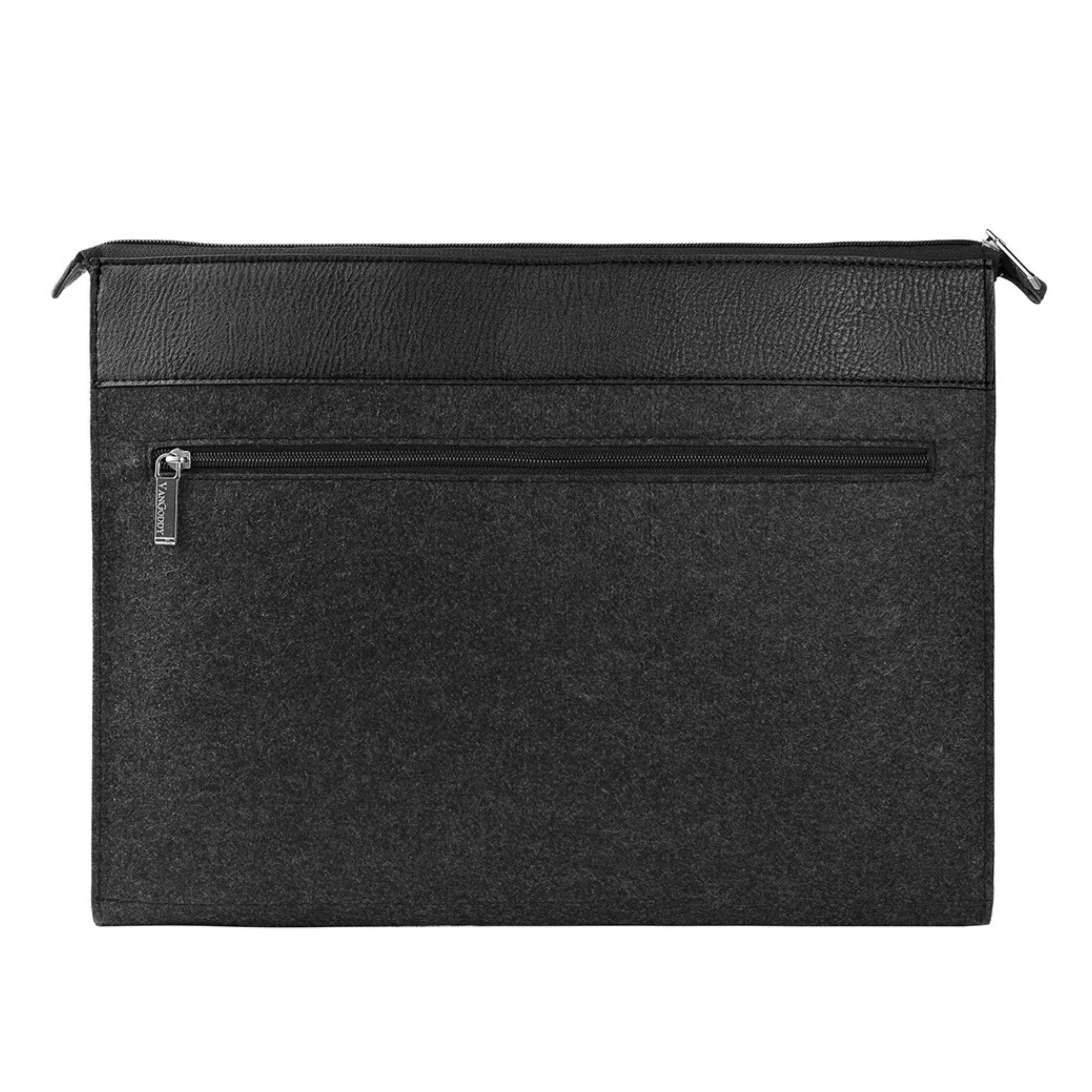 Angle. Kitcheniva - Woolen Felt Laptop Sleeve Case Cover Bag For 14" Laptop Black - Black.
