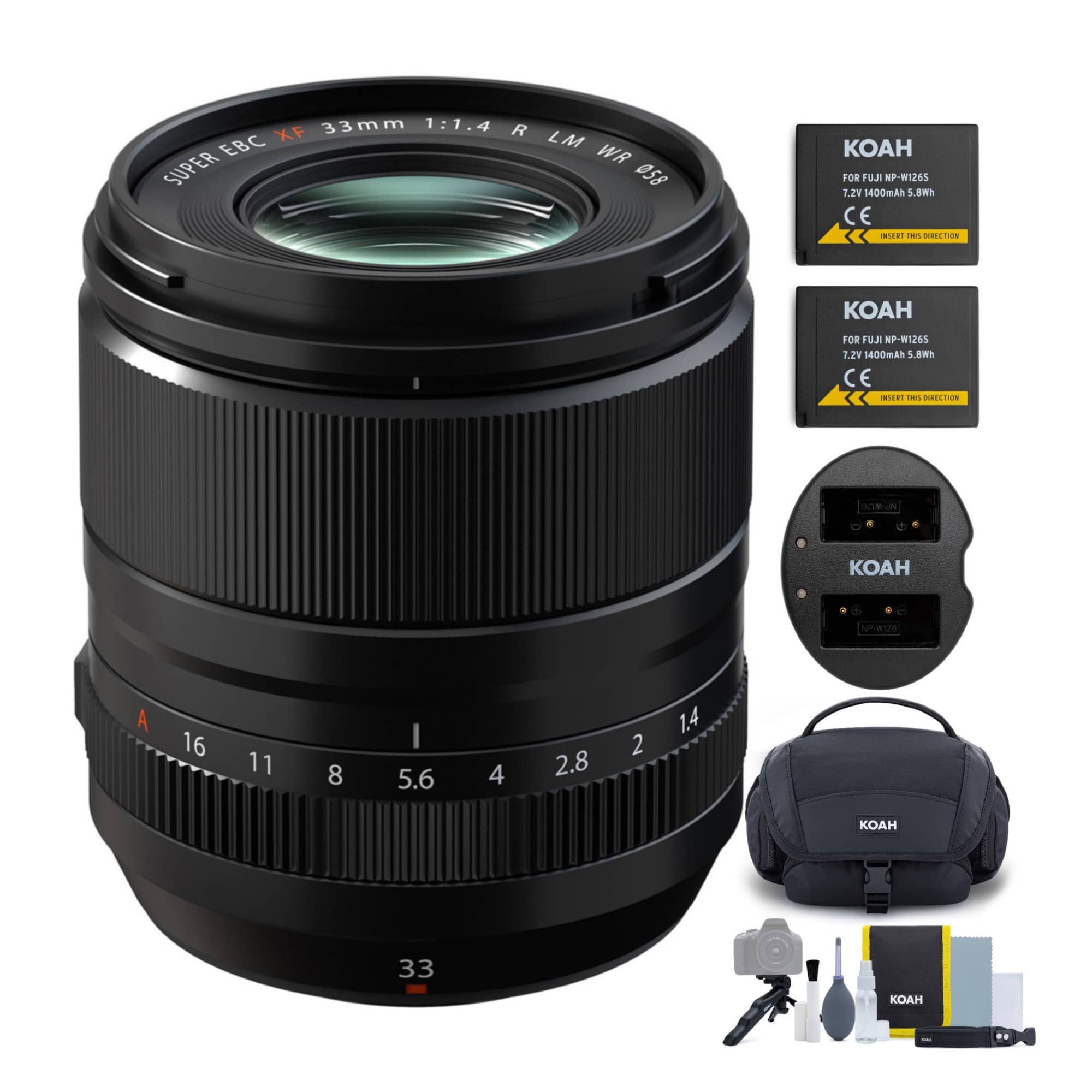 Fujifilm - Fujinon XF 33mm f/1.4 R LM WR Lens Bundle with Battery and Accessories