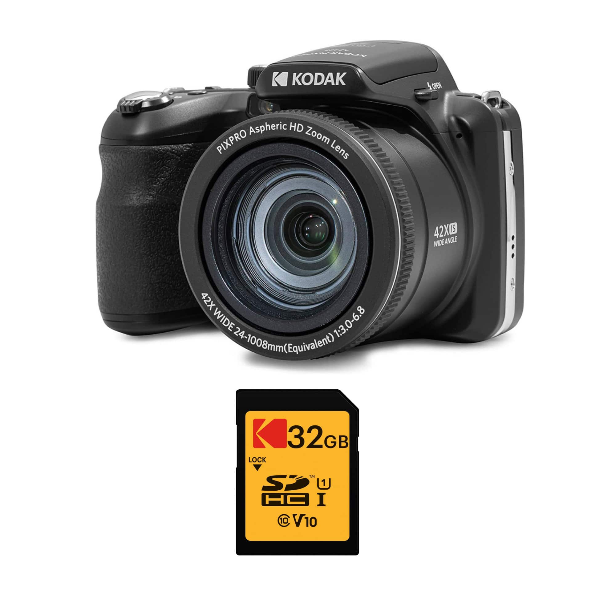 Kodak - Pixpro AZ425 Astro Zoom 20MP Camera With 42x Zoom (Black) with 32GB SD