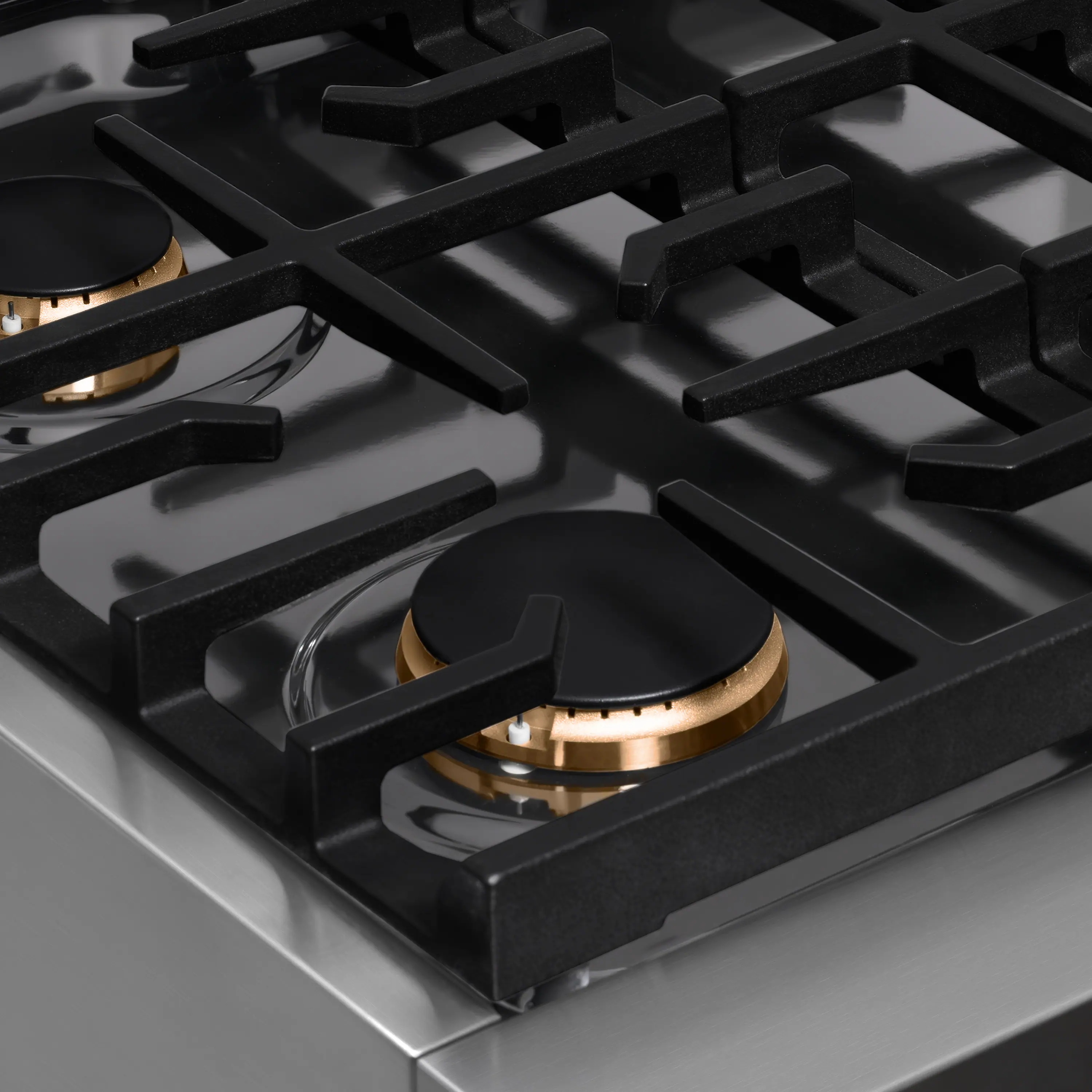 Alt View 11. ZLINE - ZLINE 30 in. Paramount Gas Rangetop with 4 Brass Burners and Porcelain Cooktop (SRT-BR-30) - Stainless Steel.