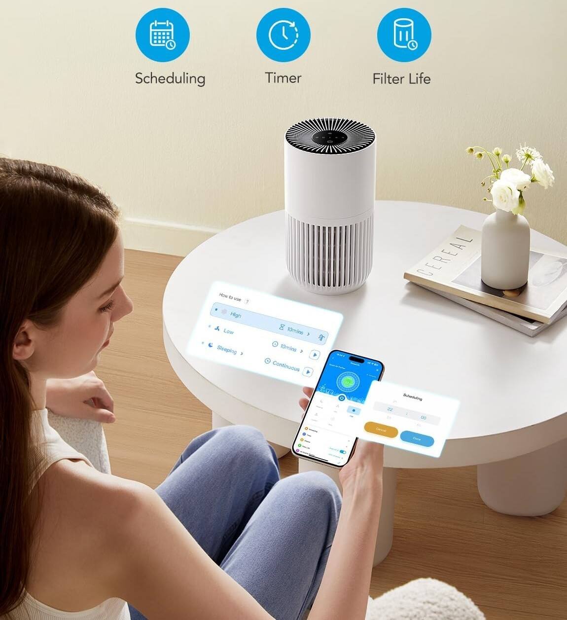 Scheduling Timer Filter Life  
How to use  
High Low Sleeping  
10min 83min Continuous  
duhettrg  
CEREAL