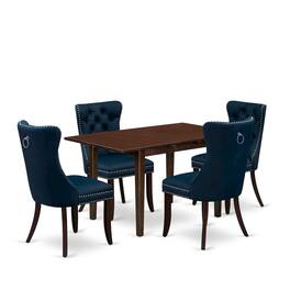 East West Furniture - 5 Piece Kitchen Table Set - Mahogany