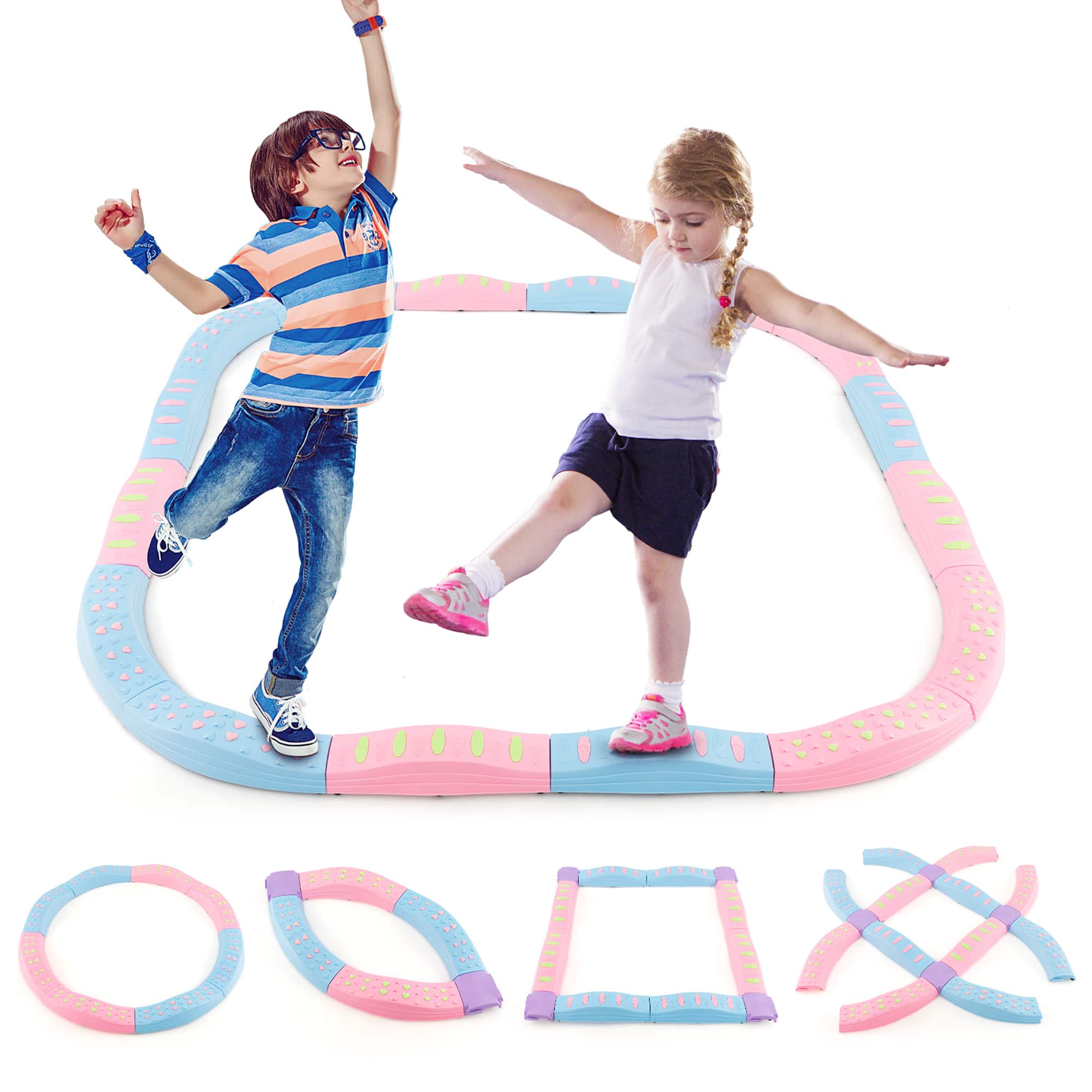 Gymax - Colored Balance Beams for Kids w/ Non-slip Textured Surface Bottom Pad - Multicolor