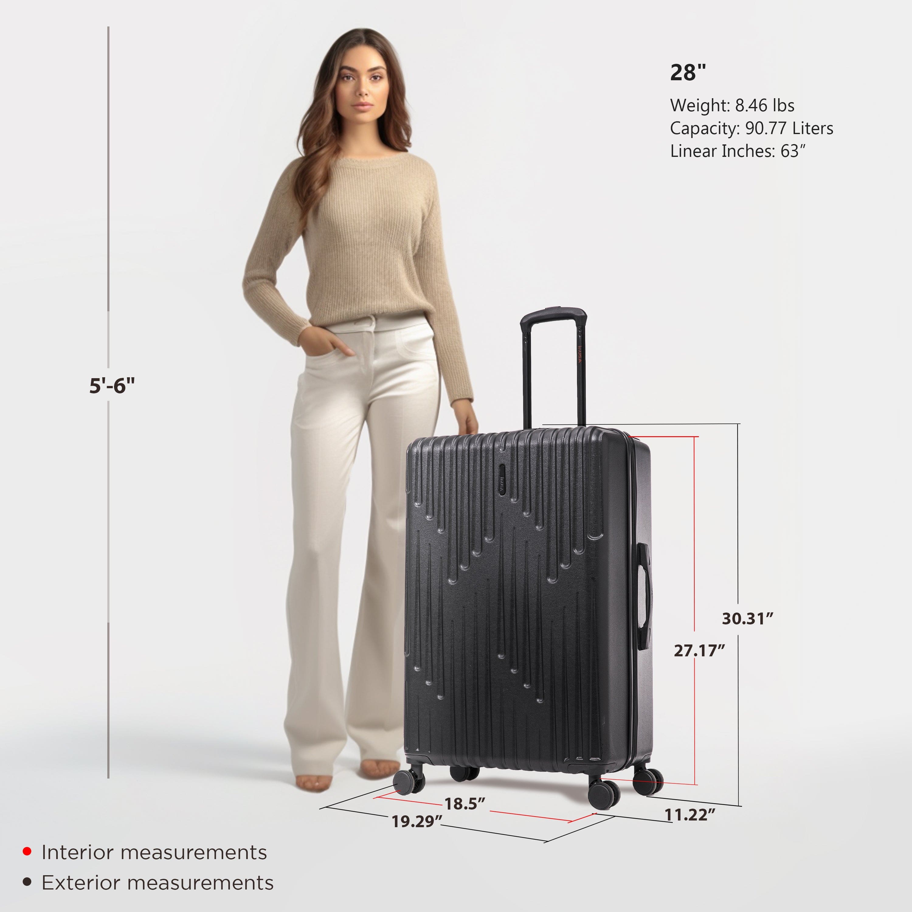 InUSA - Drip lightweight hardside spinner luggage 28" - Black