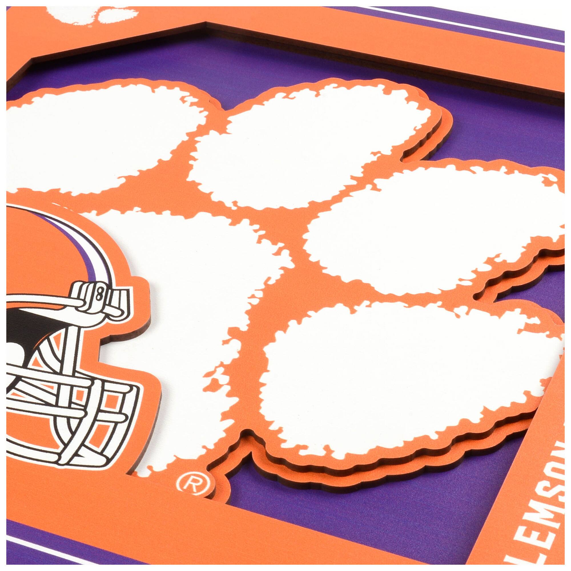 Alt View 1. YouTheFan - Clemson Tigers 12'' x 12'' 3D Logo Wall Art - Multicolor.