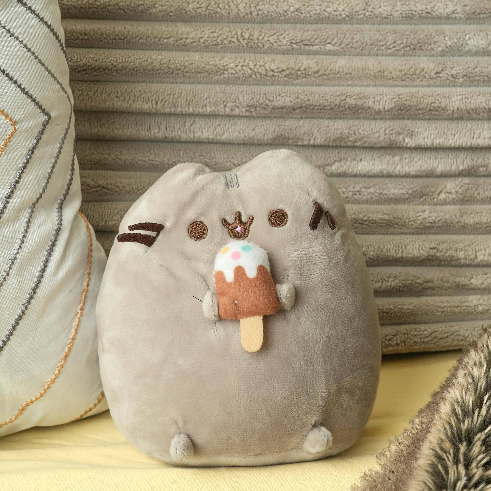 Alt View 6. Fiesta - Pusheen 6.5 Inch Plush | Pusheen with Ice Cream - Gray.