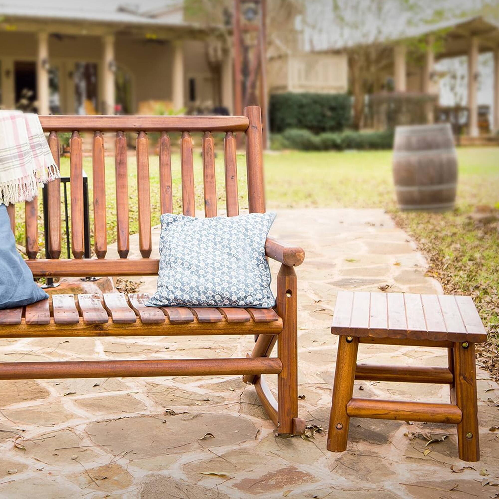 Alt View 5. Leigh Country - Leigh Country Amber Log Outdoor Patio Handcrafted Hardwood End Table, Brown - Brown.