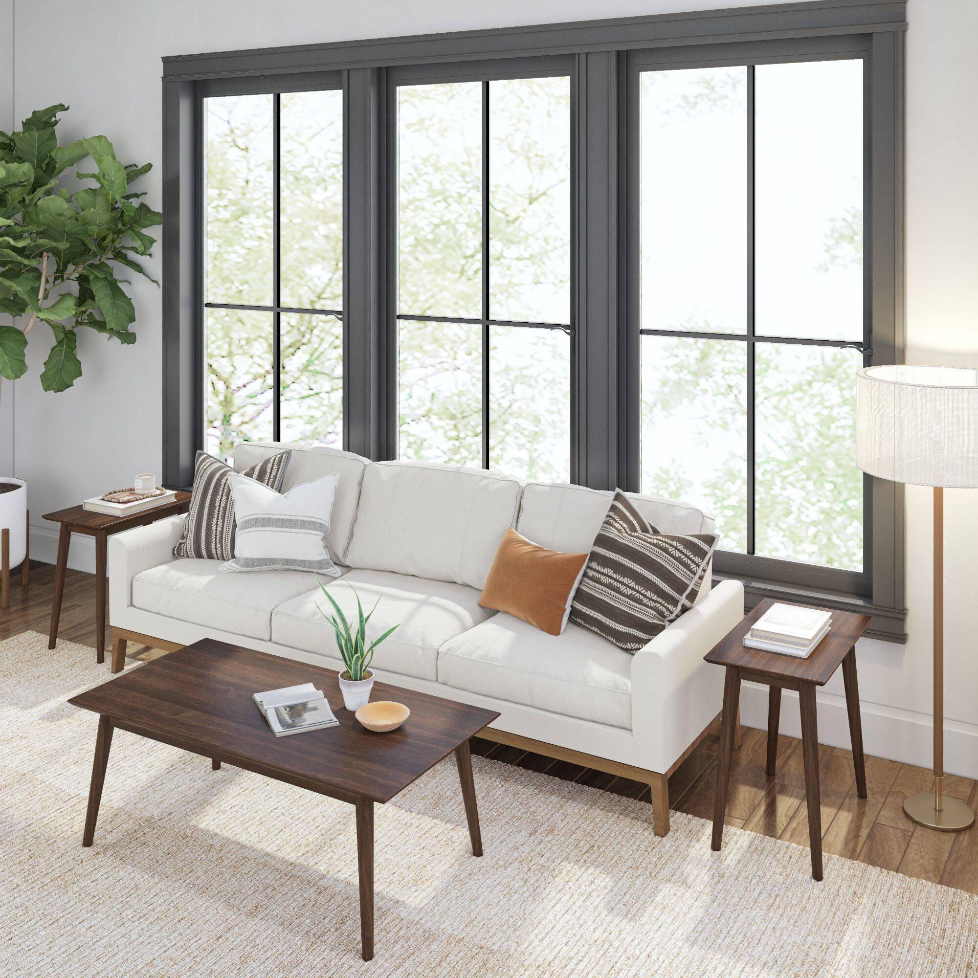 Alt View 5. Plank+Beam - Mid-Century Modern Rectangular Coffee Table (48in x 24in / 1220mm x 610mm), Walnut - Walnut.