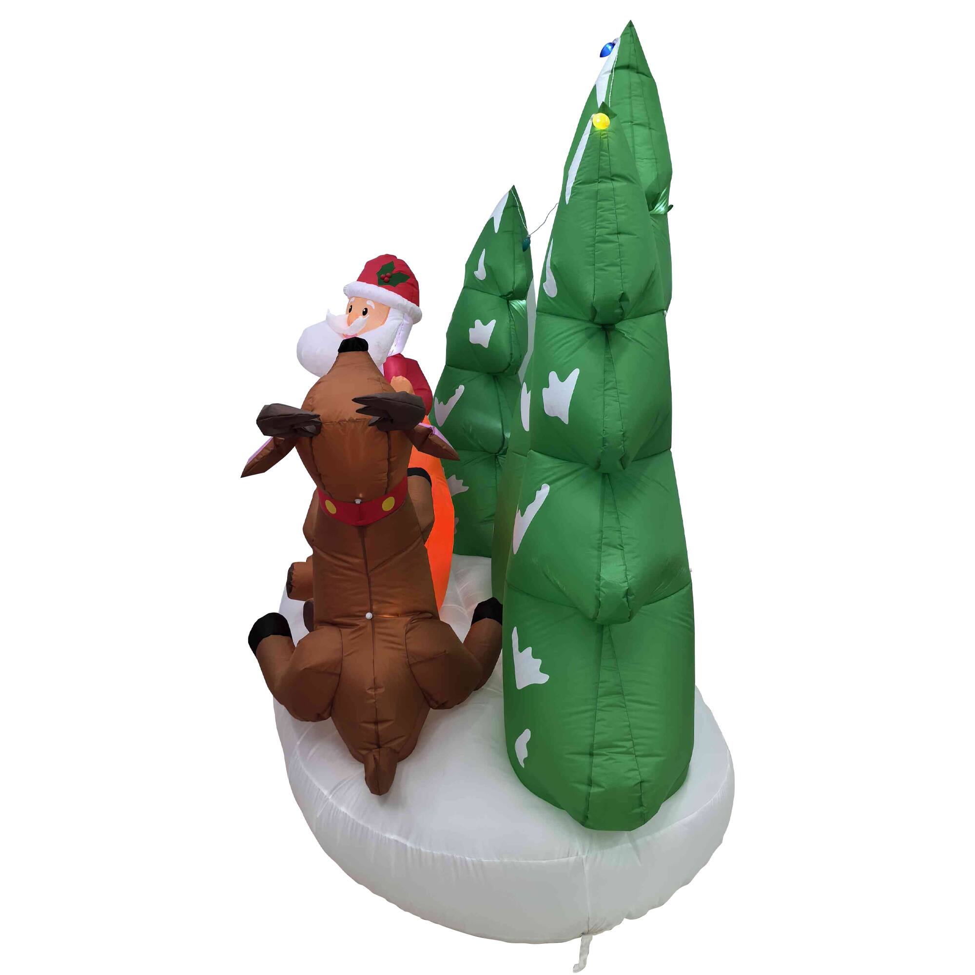 Alt View 3. Northlight - LED Lighted Inflatable Santa and Reindeer Outdoor Christmas Decoration - 8' - Green.