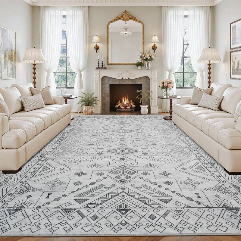 Left. RYHNUYNE - 9x12 Area Rugs Living Room Rug Washable Vintage Boho Rug No Slip Stain Resistant Soft Carpet Indoor Floor Floral Carpets - Painting.
