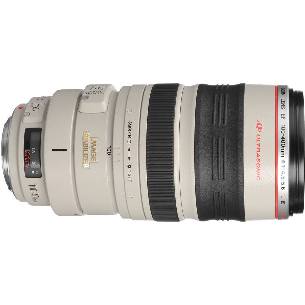 5 1.8 002 ts E ft 100-400mm t 1 RROR 212 STABIIZER IMAGE 100 SMOOTH TIGHT ULTRASONIC LENS EF 100-400mm 1:4.5-5.6 L IS