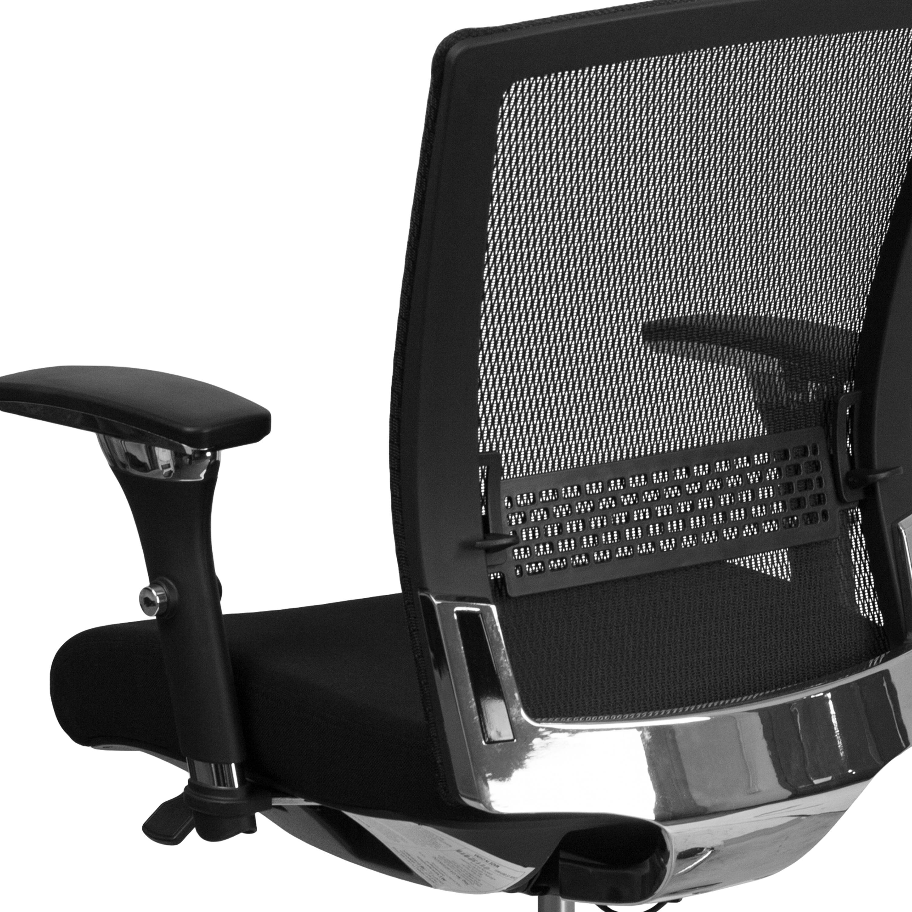Alt View 6. Emma + Oliver - 24/7 300 lb. Rated Seat Slider Ergonomic Office Chair with Adjustable Lumbar - Black Mesh & Fabric.
