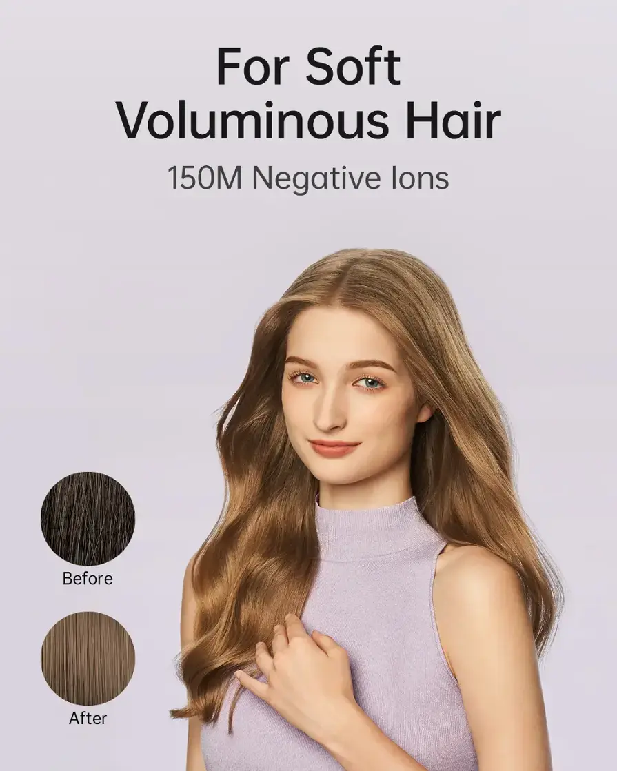 For Soft Voluminous Hair: 150M Negative Ions Before & After