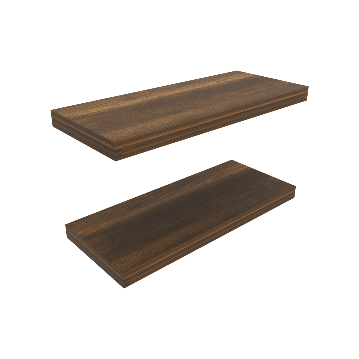 Angle. TuHome - Ecco 31.5" Wide Floating Shelves Set Of 2, Shelves For Wall Decor For Bedroom, Bathroom Storage Shelves. - Walnut.
