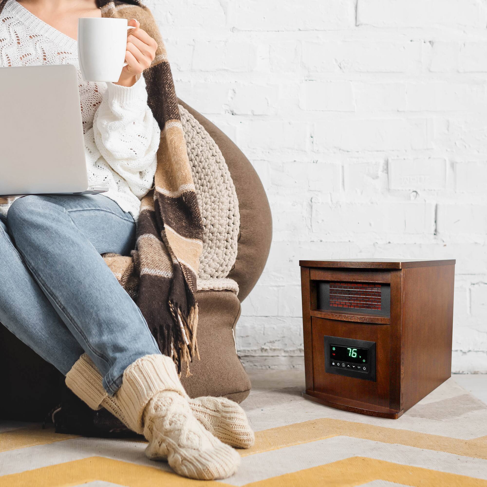 Alt View 3. Lifesmart Global - LifeSmart LifePro 6 Element 1500W Electric Infrared Quartz Indoor Space Heater - Dark Oak.