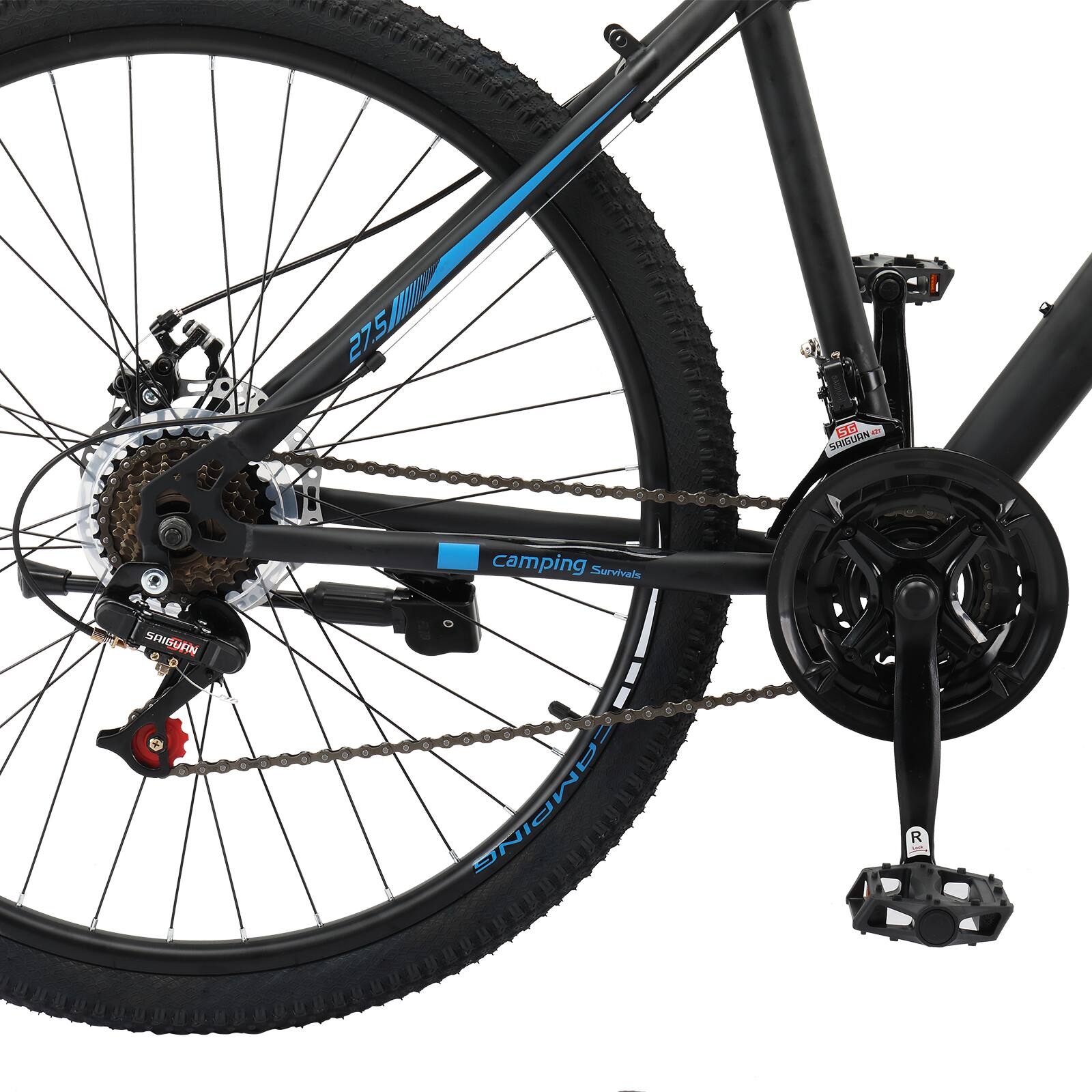 Alt View 2. Winado - 27.5 inch Men & Women Mountain Bike with 21-Speed Adult Bikes,Outdoor Double Disc Brake, Suspension Fork - Black & Blue.