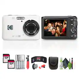 Kodak - Pixpro FZ45 Digital Camera in White (FZ45WH) Bundle with Accessories