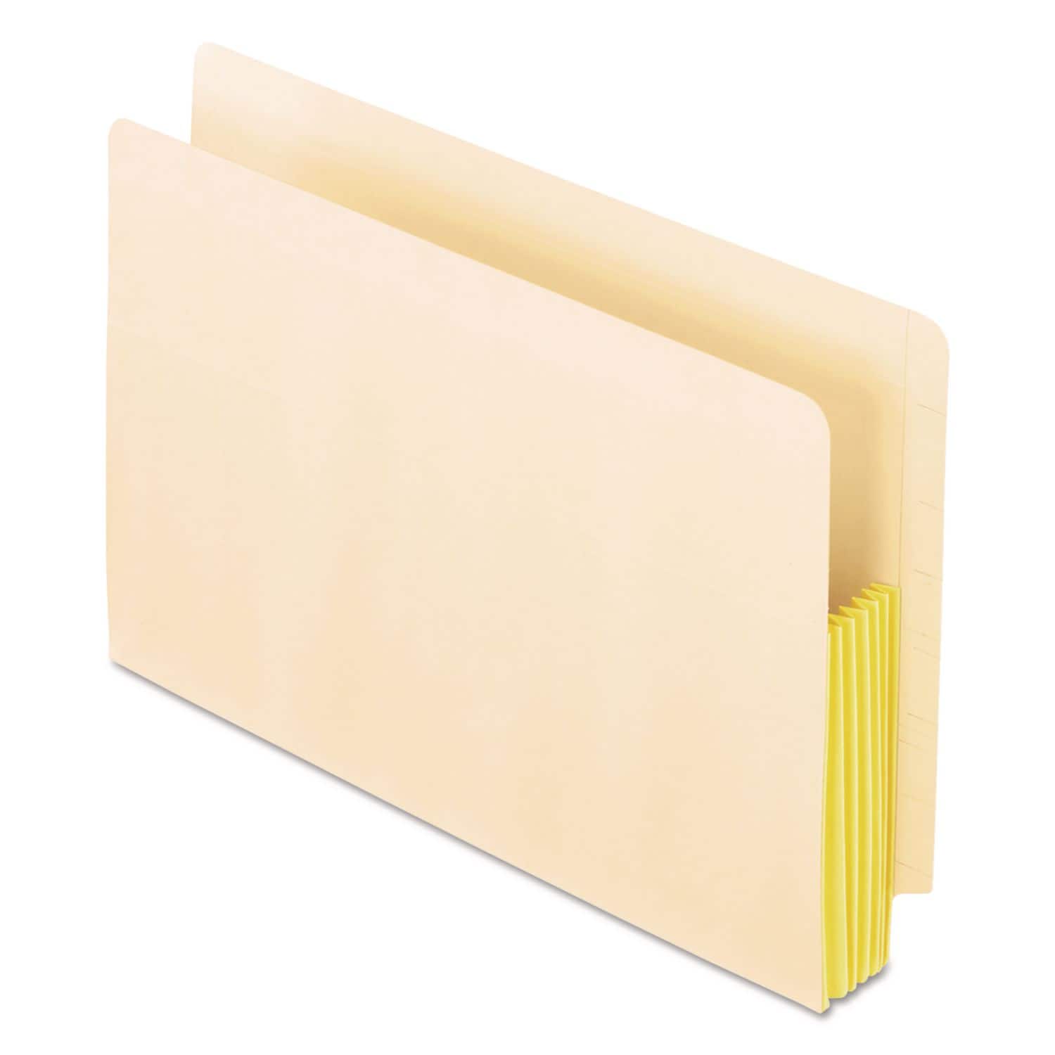 Tops Business Forms - Manila Drop Front Shelf File Pockets with Rip-Proof-Tape Gusset Top, 5.25" Expansion, Legal Size, Manila, 10/Box