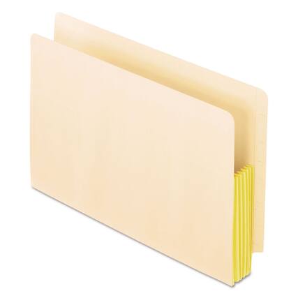 Front. Tops Business Forms - Manila Drop Front Shelf File Pockets with Rip-Proof-Tape Gusset Top, 5.25" Expansion, Legal Size, Manila, 10/Box.