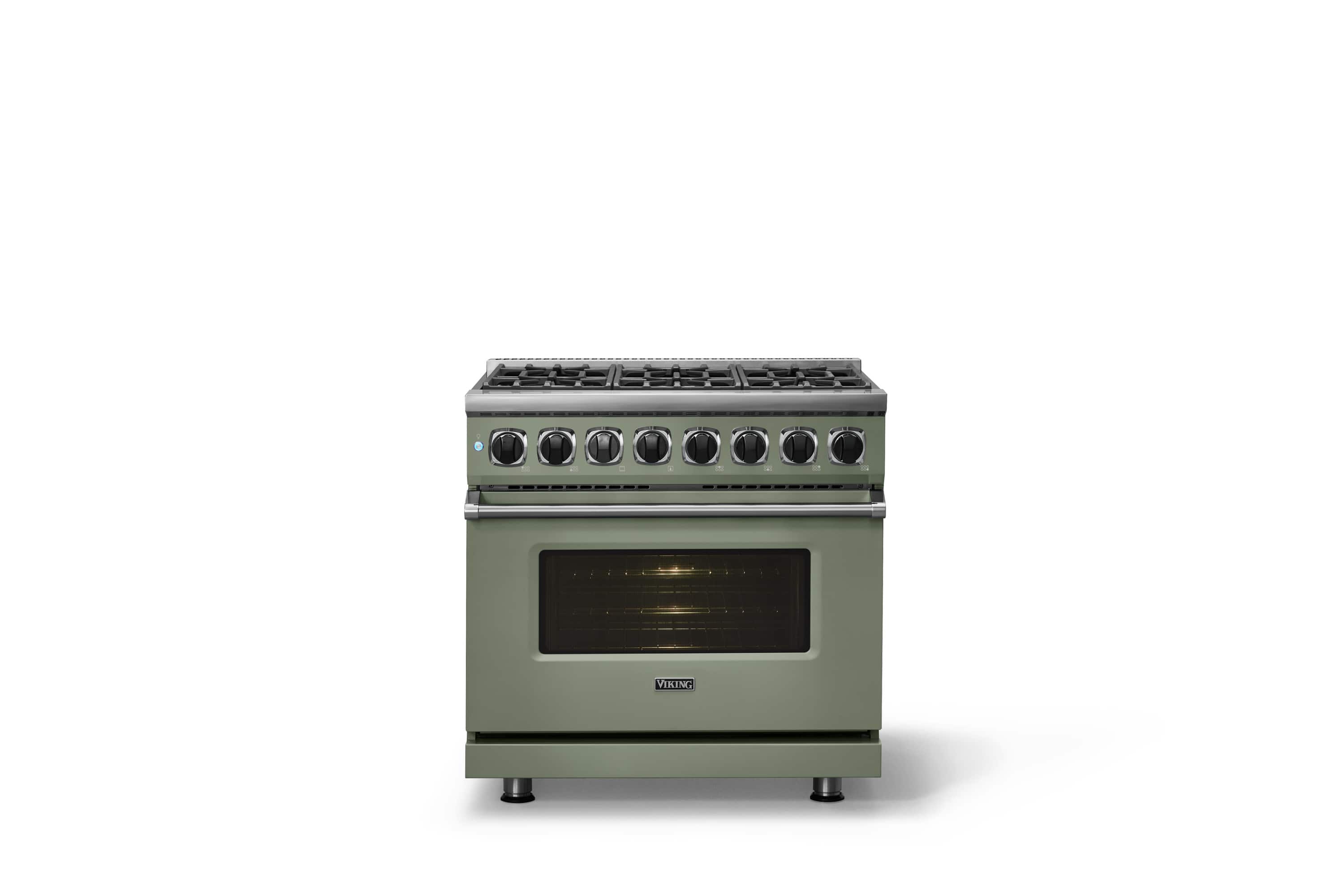 Alt View 1. Viking - 36 in. Wide 6 Burner Dual Fuel Sealed Burner Range - Eucalyptus.