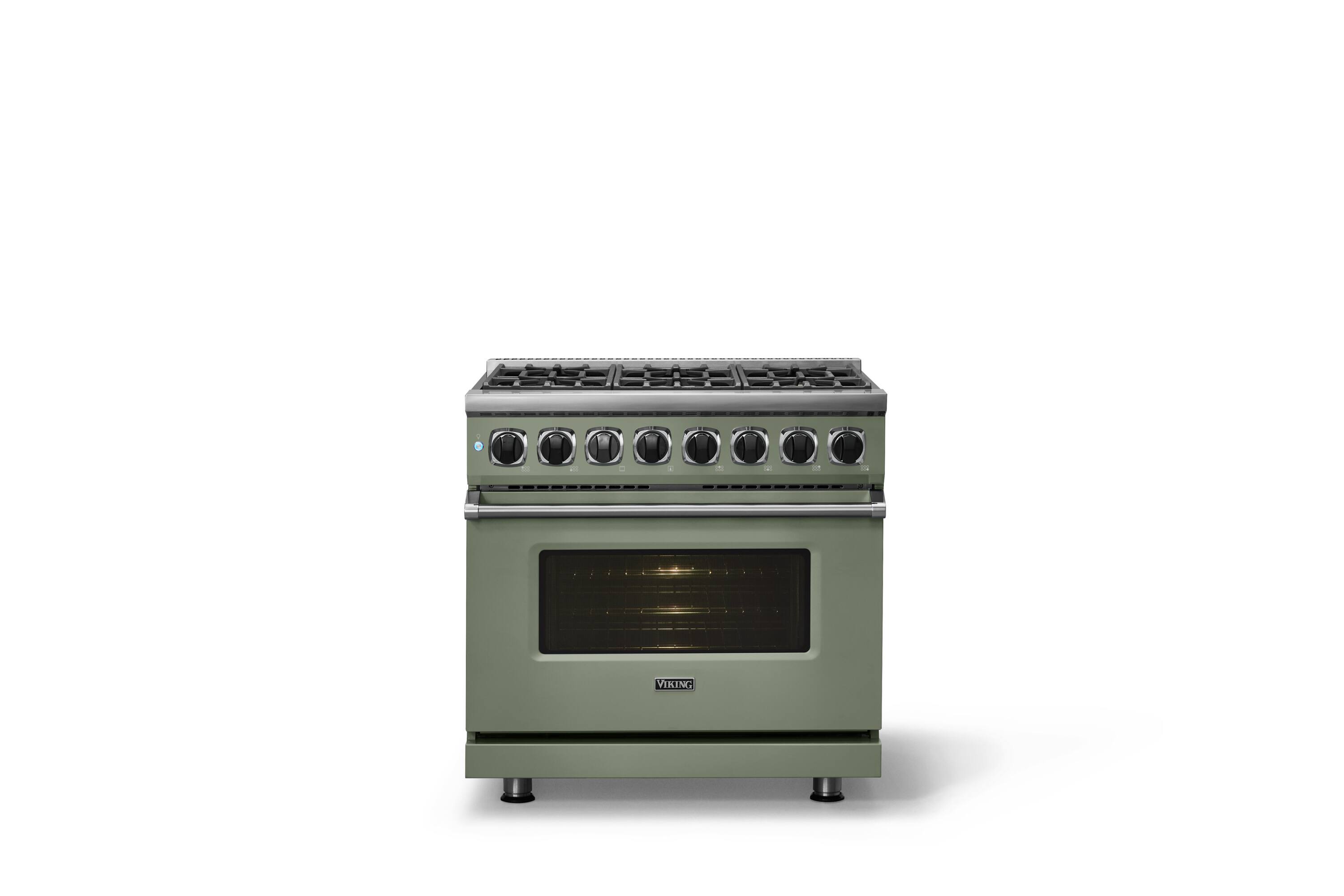 Alt View 1. Viking - 36 in. Wide 6 Burner Dual Fuel Sealed Burner Range-LP - Eucalyptus.