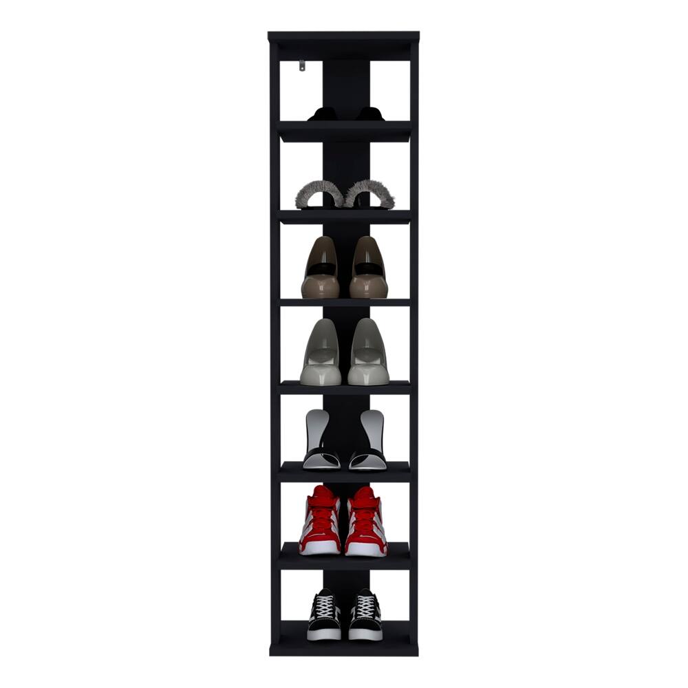 Alt View 2. Loheer - Loheer 8-Tier Vertical Shoe Rack Narrow Shoe Tower for Small Spaces 48.7 Inches Tall Black - Black.