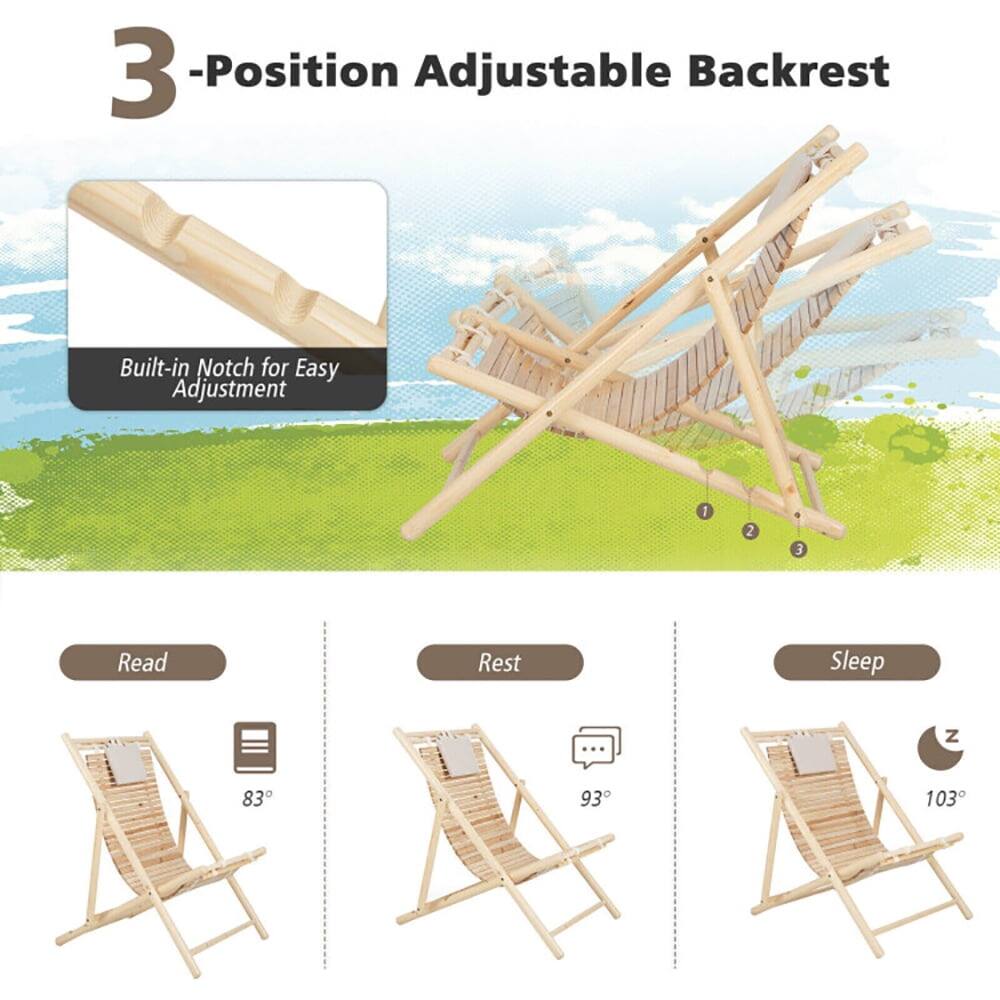 3-Position Adjustable Backrest  
Built-in Notch for Easy Adjustment  

Read: 83°  
Rest: 93°  
Sleep: 103°