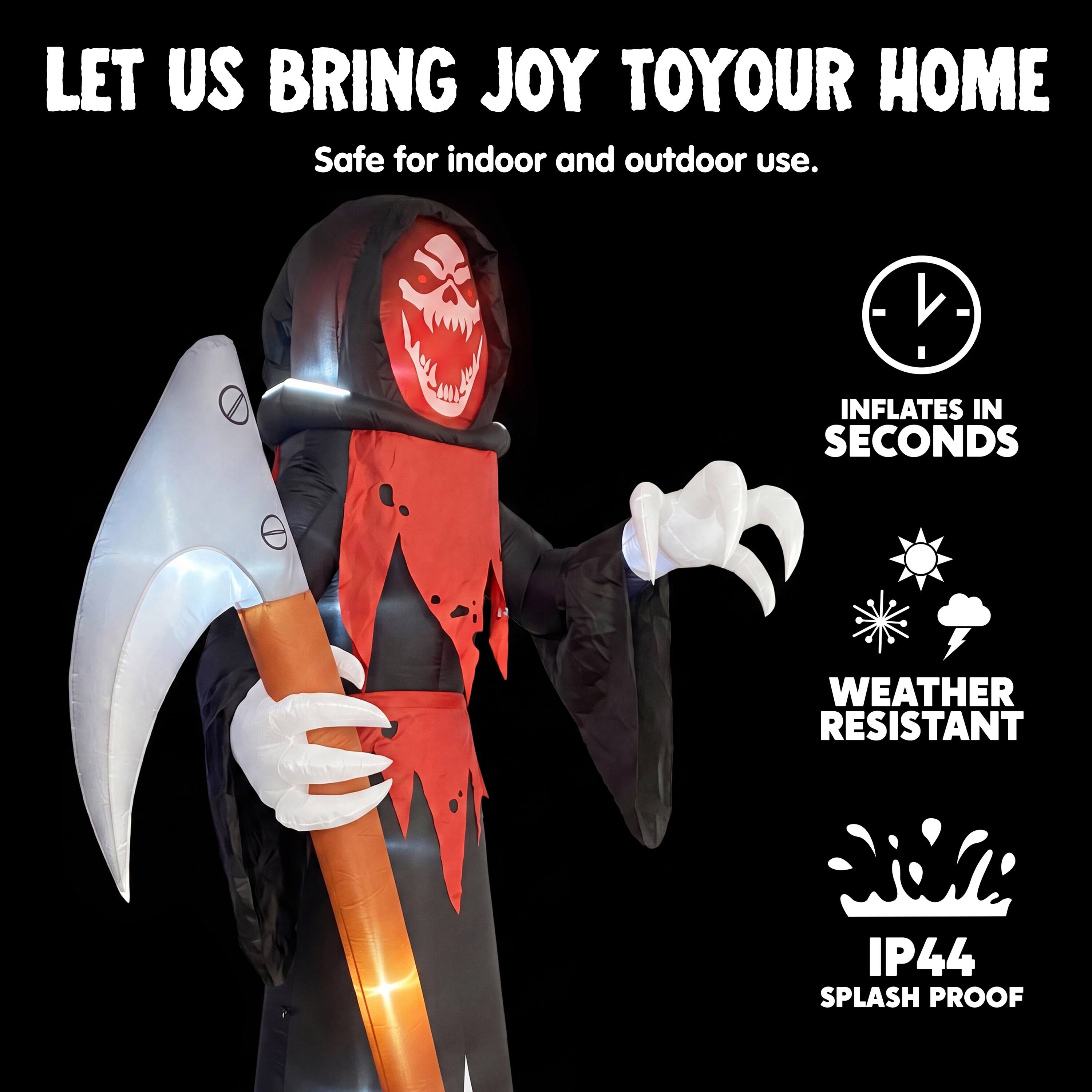 LET US BRING JOY TO YOUR HOME  
Safe for indoor and outdoor use.  
- INFLATES IN SECONDS  
- WEATHER RESISTANT IP44 SPLASH PROOF